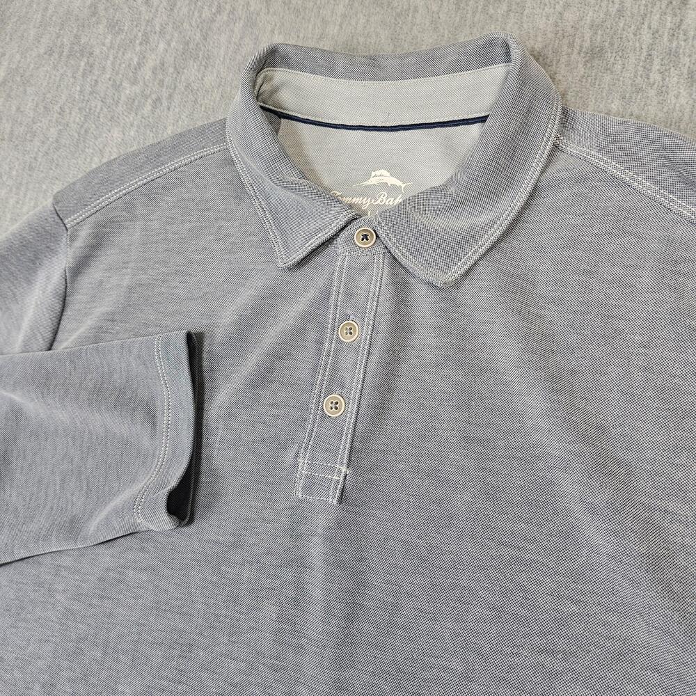 Tommy Bahama Polo Shirt Mens L Blue Long Sleeve Collared Casual